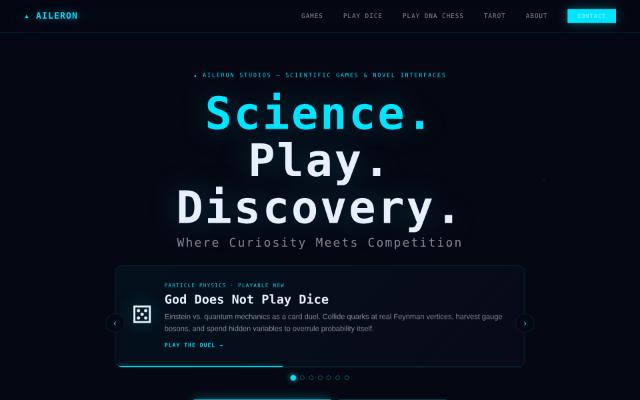 Screenshot of the Aileron Games site