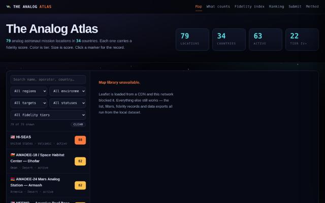 Screenshot of the The Analog Atlas site