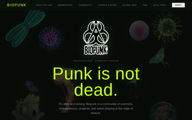 Screenshot of the Biopunk Lab site