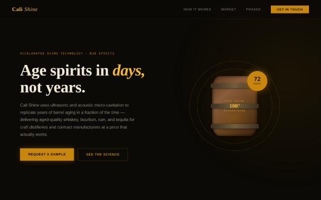 Screenshot of the Cali Shine site
