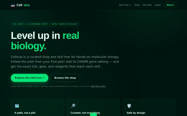 Screenshot of the Cellsius site