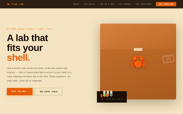 Screenshot of the Crab Lab site