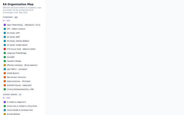 Screenshot of the EA Organization Map site