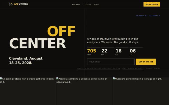 Screenshot of the Off Center site
