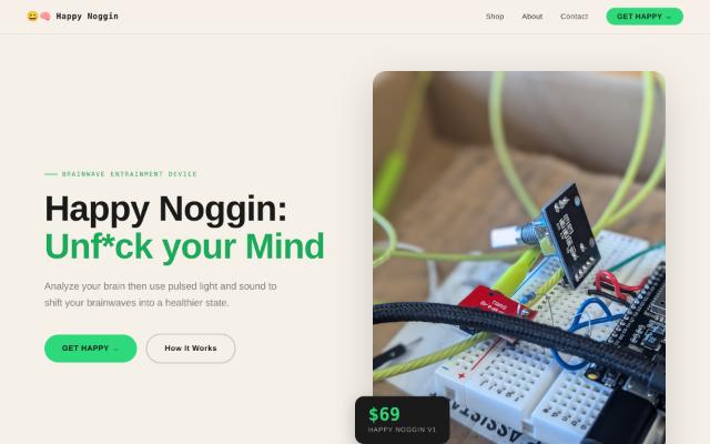 Screenshot of the Happy Noggin site