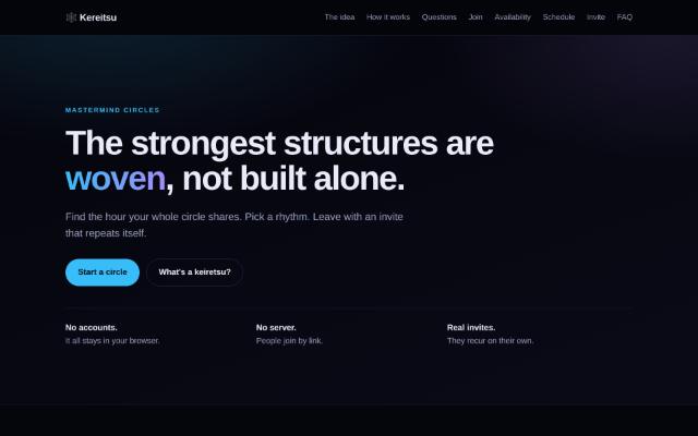 Screenshot of the Kereitsu site