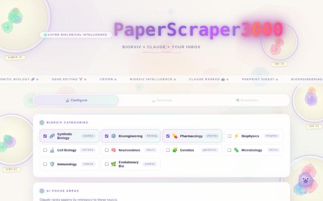 Screenshot of the PaperScraper3000 site