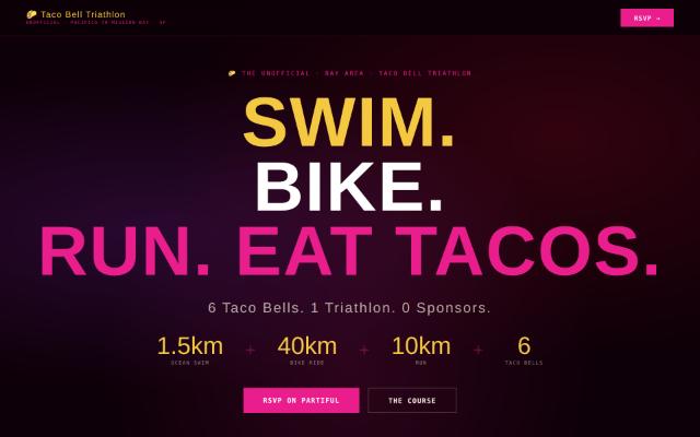 Screenshot of the Taco Bell Triathlon site