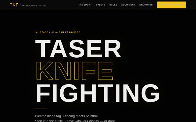 Screenshot of the TKF ' Taser Knife Fighting site