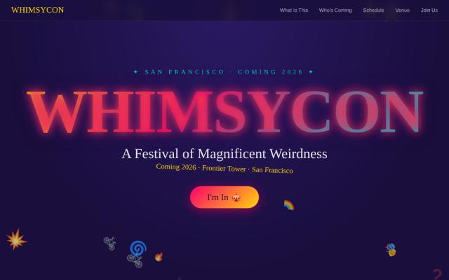 Screenshot of the WhimsyCon site